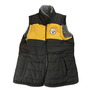 NFL Pittsburgh Steelers Men Black Reversible Puffer Vest Size M